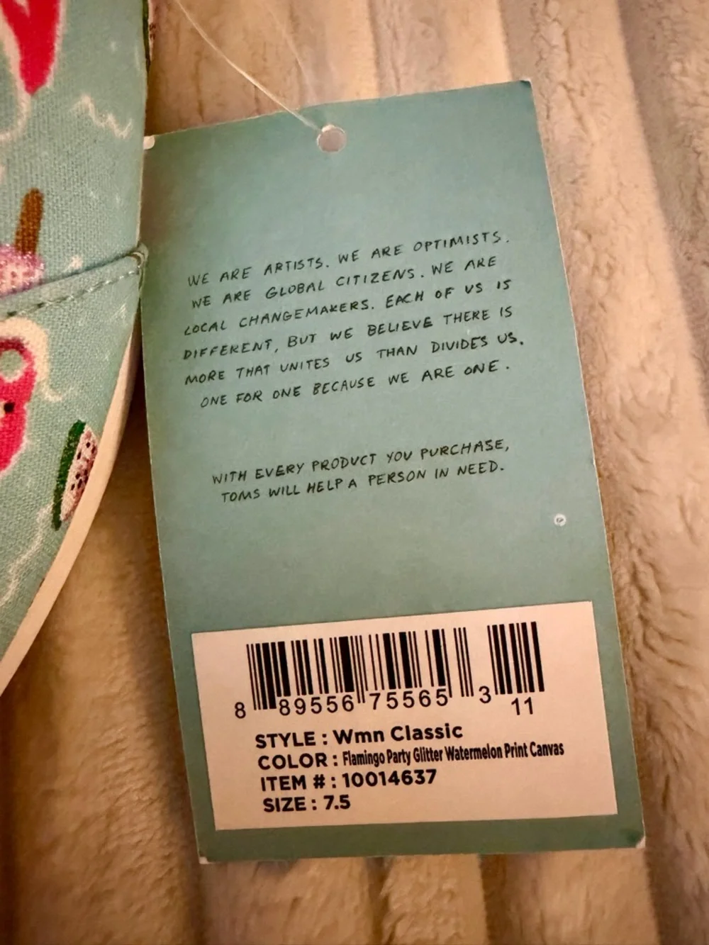 Toms Flamingo Party Watermelon Print Canvas - Blue & Pink - Picture 4 of 5